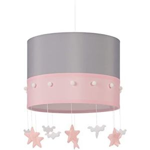 Relaxdays hanglamp kinderkamer - kinderlamp - wolken en sterren - pendellamp - E27 - roze