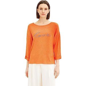 TOM TAILOR Dames T-shirt 1035465, 31140 - Fever Red Melange, XL