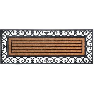Esschert Design Vuilvangmat, deurmat in zwart van rubber, met kokosvulling, rechthoekig, extra breed, ca. 120 cm x 45 cm