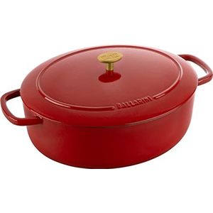 BALLARINI Bellamonte Cocotte, Dutch Oven, braadpan geëmailleerd, gietijzeren braadpan, ovaal, 33 cm, 6,5 liter, rood