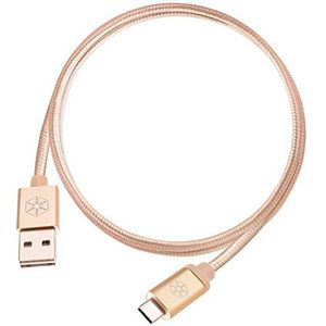 SilverStone SST-CPU04G-1000 Omkeerbare USB-kabel, type A naar C, kabel met mantel van nylonvlechtwerk, high-performance opladen en gegevenssynchronisatie, 1,0 m, goud