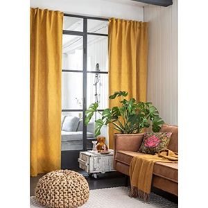 Elbersdrucke Sunny 02 gordijn met verborgen lussen, geel, 255 x 140 cm, ondoorzichtig, voor de woonkamer, slaapkamer, keuken, hal, kinderkamer