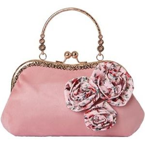Joe Browns Dames Floral Corsage Vintage Metalen Frame Clutch Bag, Roze, roze