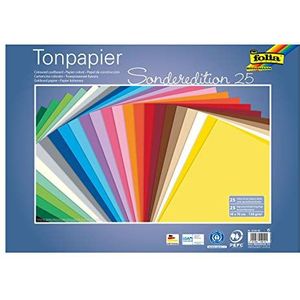 folia 67/25 99 - gekleurd papier mix, ca. 50 x 70 cm, 130 g/m², 25 vellen gesorteerd in 25 kleuren, voor het knutselen en creatief vormgeven van kaarten, raamafbeeldingen en voor scrapbooking