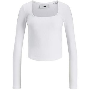 Bestseller A/S Jxfura STR Ls Square Neck Rib JRS Sn Top voor dames, wit (bright white), L