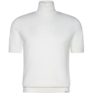 Seidensticker Studio Uniseks trui - regular fit - korte mouwen - effen - rolkraag - zijde-merinowolmix, wit, S