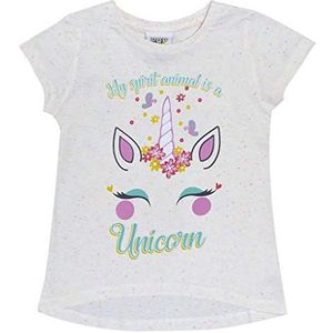 Popgear Unicorn Flowers Drop Hem T-shirt, Meisjes, 104-134, Cream, Officiële Koopwaar