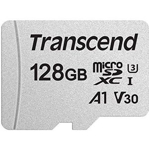 Transcend TS128GUSD300S-AE 128GB | microSDXC I, U3, V30, A1 microSD geheugenkaart met adapter - 95/40 MB/s - retail verpakking