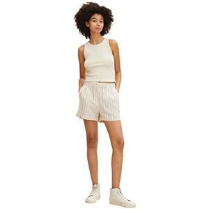 TOM TAILOR Denim Dames Linnen bermuda shorts met strepen 1033360, 29649 - Beige Brown Stripe, L
