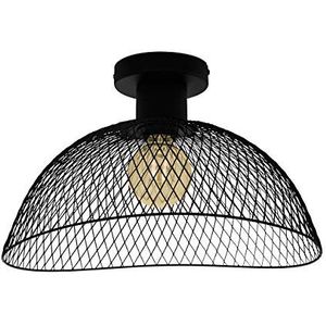 EGLO Plafondlamp Pompeya, 1-lichts plafondlamp vintage, industrieel, retro, woonkamerlamp van staal in zwart, keukenlamp, hallamp plafond met E27-fitt
