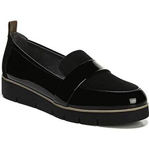 Dr. Scholl's Shoes Webster Loafer voor dames, Zwart patent microvezel, 4.5 UK Wide