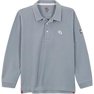 Poloshirt met lange mouwen met pique-logo, Blauw Nieuw, 9-10 jaar