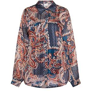 EYOTA Blouse voor dames, Blauw Veelkleurig, M