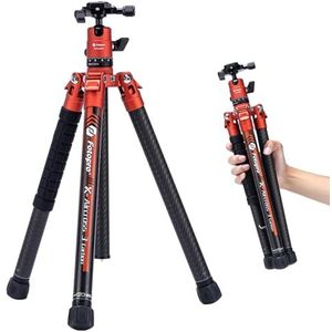 Fotopro Koolstofvezel Statief voor Camera 2lbs Ultralicht 62 inch Reizen Camera Statief Max laadt tot 22lbs X-Aircross 3 Oranje