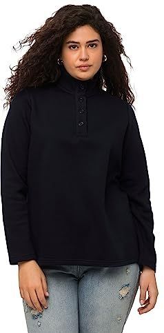 Ulla Popken - Sweatshirt - Nachtblauw - Normale Pasvorm - Lange Mouw