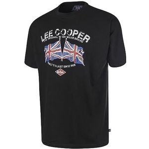 Lee Cooper LCTS012 Mens werk veiligheid Union Jack Logo katoen ronde hals T-shirt werkkleding top, zwart, X-Large