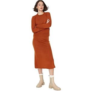 Trendyol Vrouwen Vrouw Plain Knitwear Tweedelige Set Gecoördineerde Outfit, Tegel Rood, S (Pack van 2), Tegel Rood, S