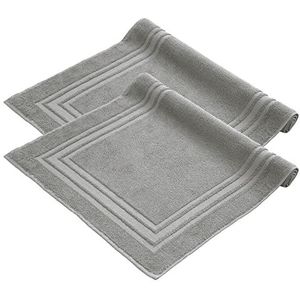 Komfortec Badmat Set - 2 stuks - 50x70 cm - 100% Katoen - Zachte en Absorberende Douchemat/Handdoek - Zilvergrijs