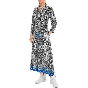 Replay Dames W9561 jurk, 010 zwart/wit/blauw, L, 010 Zwart/Wit/Blauw, L