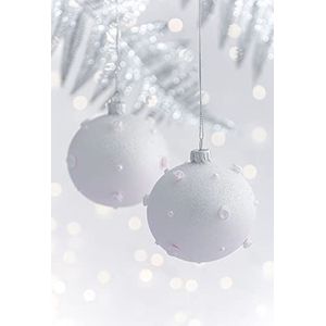 2 Glas Xmas kerstballen met blad patroon en fluweel