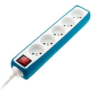 Stekkerdoos 5-voudig 16A 2P+T met schakelaar en blauwe hoes Zenitech