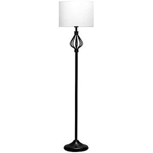 Pauleen 48209 Grand Beauty staande lamp max. 20 watt wit, zwart staande lamp in klassieke look van stof, metaal E27