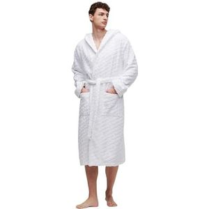 KARL LAGERFELD Heren Logo W/Hood Bathrobe, wit, S