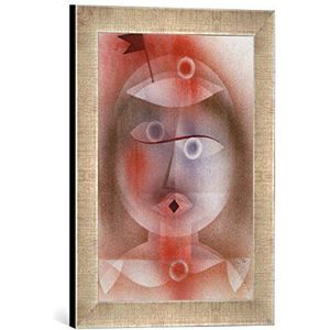 Ingelijste foto van Paul Klee ""Masker met vlaggen"", kunstdruk in hoogwaardige handgemaakte fotolijst, 30x40 cm, zilver Raya
