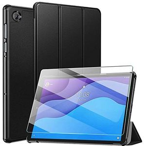 ZtotopCase Case voor Lenovo Tab M10 HD (2e generatie) TB-X306X/TB-X306F+1 stuk Screen Protector, ultradunne praktische Tri-fold beschermhoes voor Lenovo Tab M10 HD 10.1 Inch 2020, zwart