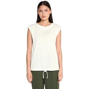 Street One - Studio - T-shirt - Wit - Zonder Mouwen, Col Bateau, Cordon van Materiaalmix