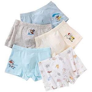 CM-Kid Boxershorts jongens onderbroeken kinderen ondergoed 5-pack katoen 10-11 jaar hond bont maat 140-146, Hond kleurrijk