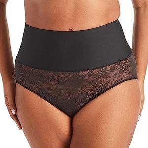 Maidenform Vrouwen Tame Your Tummy Shaping Lace String met Cool Comfort Taille Shapewear, Zwart kant, L