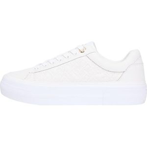 Tommy Hilfiger Dames TH Platform Sneaker Gewatteerde FW0FW09265 Low Top, Wit (Ecru), 36, Wit Ecru, 36 EU