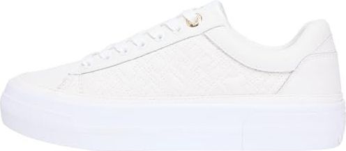 Tommy Hilfiger Dames TH Platform Sneaker Gewatteerde FW0FW09265 Low Top, Wit (Ecru), 36, Wit Ecru, 36 EU