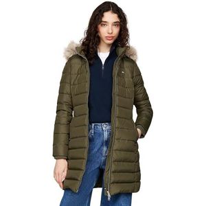 Tommy Jeans Dames TJW Essential Hooded Down Coat DW0DW18864 Puffer Coat, Groen (Vermoeidheid Groen), XXS