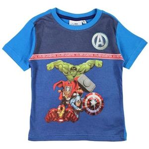 Avengers, T-shirt, jongens, meisjes, (2 tot 10 jaar), poloshirt, tanktop, overhemd, bedrukt, kleding, uniseks, kinderen, sport, ademend, model AVE36-0707 S1-8A, Blauw, 8 Jaar