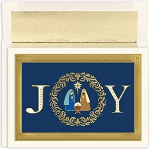 Masterpiece Studios Holiday Collection 16-Count kerstkaarten/16 folie gevoerde enveloppen, 7.875"" x 5.625"", Joy Nativity