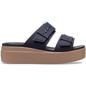 Crocs Brooklyn Buckle Low Wedge, platform voor dames, Diepe marine, 41/42 EU