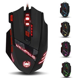 Zelotes T90 - Gaming Muis - Zwart - 9200 DPI - 8 Programmeerbare Knoppen - LED-verlichting
