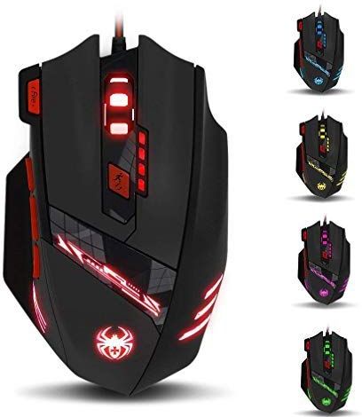 Zelotes T90 - Gaming Muis - Zwart - 9200 DPI - 8 Programmeerbare Knoppen - LED-verlichting