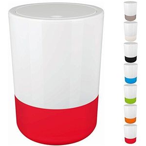 Spirella Design cosmetica-emmer Moji badkamer pedaalemmer swingdeksel afvalemmer met kanteldeksel 5 liter met siliconen bodem wit/rood