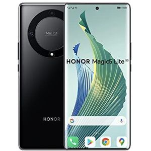 HONOR Magic5 Lite 5G mobiele telefoon, smartphone batterij 5100 mAh, gebogen AMOLED-display 120 Hz, dun en licht, drievoudige camera 64 MP, 8 + 256 GB, Dual SIM, Android 12, zwart