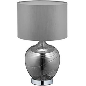 Relaxdays tafellamp modern, met glazen voet en stoffen lampenkap, ook als nachtlamp, HxØ 41 x 25 cm, zwart