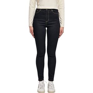 Urban Classics Ladies Organic High Waist Skinny jeans, vrouwen jeans in slim fit pasvorm van biologisch katoen, verkrijgbaar in twee kleuren, maten 26-34, Donkerblauw Raw