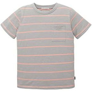 TOM TAILOR T-shirt voor jongens met strepen en borstzak, 31761 - Neon Pink Grey Stripe, 92 cm