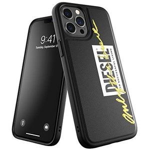 Diesel Ontworpen voor iPhone 12 Pro Max 6.7 case, gegoten kern, schokbestendig, valgeteste beschermhoes met verhoogde randen, zwart/lime