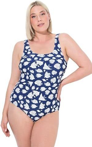 Ulla Popken - Badpak - Donkerblauw/Wit