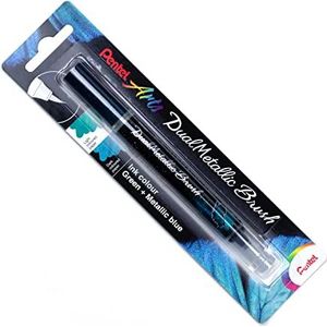 Pentel Dual Metallic Penseel Pen - Blauw/Metallic Groen - XGFH-DCX
