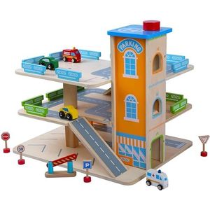 Bayer Chic 2000 - Grote parkeergarage voor kinderen van hout - auto parkeergarage - garage met accessoires, speelgarage met lift