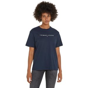 Tommy Jeans Dames TJW RLX New Linear TEE, Dark Night Navy, XS, Dark Night Navy, XS